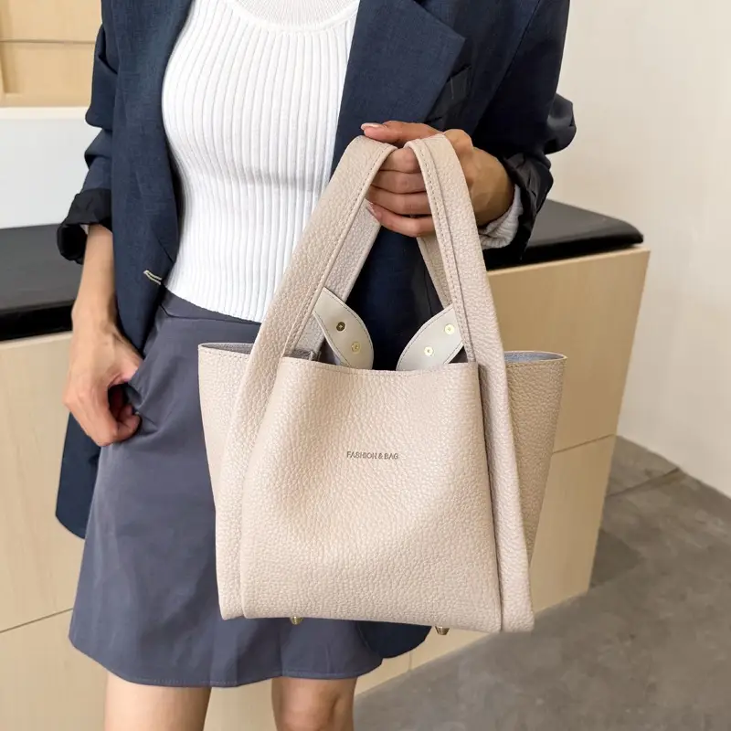 Korean Style Tan Satchel Shoulder Bag for Women - Image 8