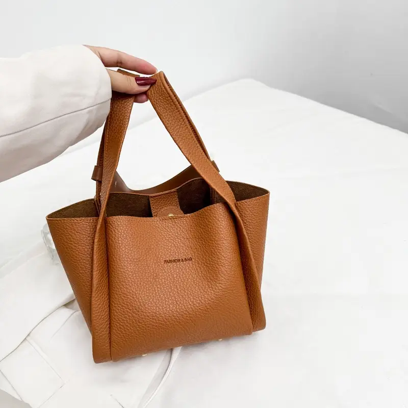 Korean Style Tan Satchel Shoulder Bag for Women - Image 3