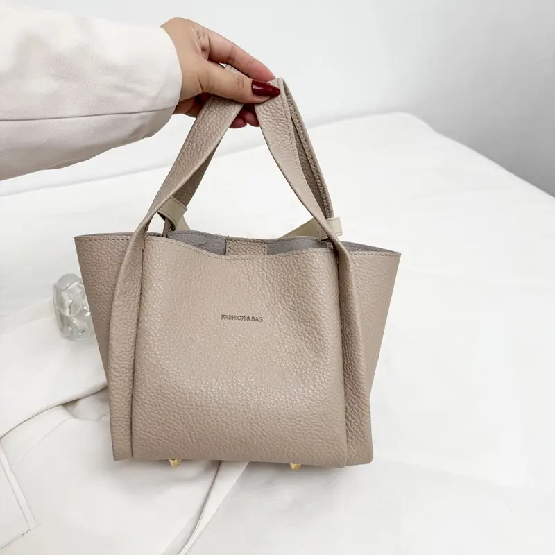 Korean Style Tan Satchel Shoulder Bag for Women - Image 4