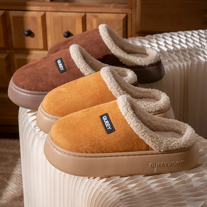 Cotton Slippers for Men, Winter 2026 New Model, Indoor Home Non-Slip Thick-Soled Plush Warm Slippers, Women's Outdoor Winter Wear