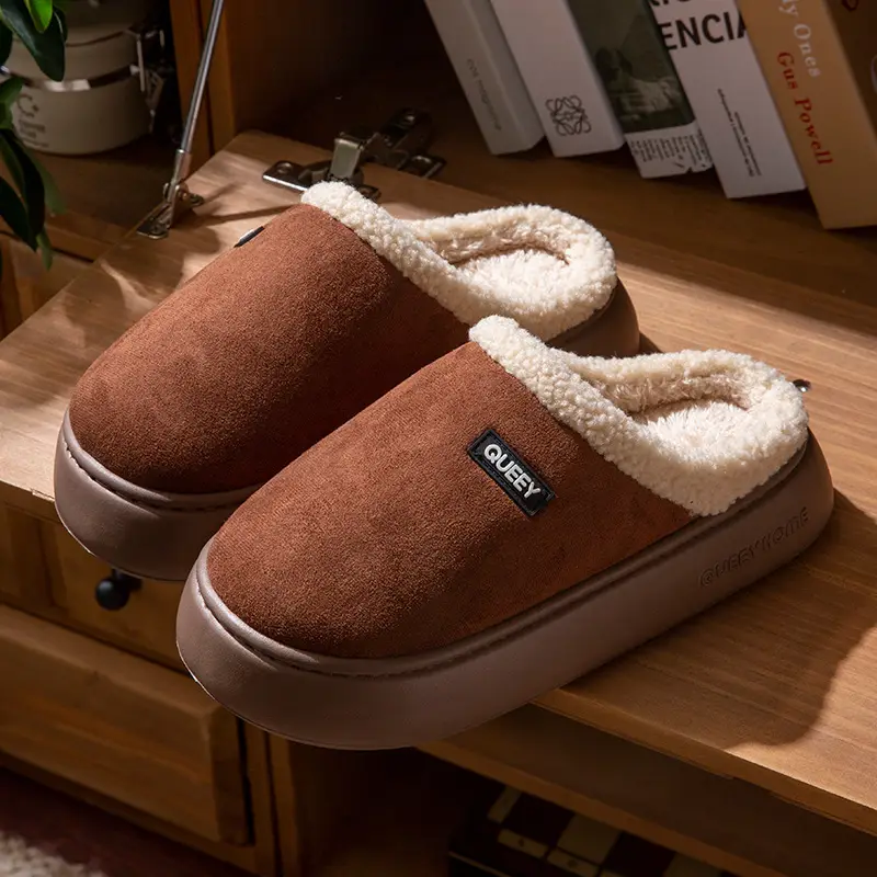 Cotton Slippers for Men, Winter 2026 New Model, Indoor Home Non-Slip Thick-Soled Plush Warm Slippers, Women's Outdoor Winter Wear