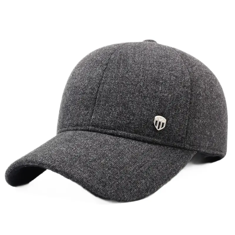 Men Woolen Winter Cap Ear Protection Warm Grey