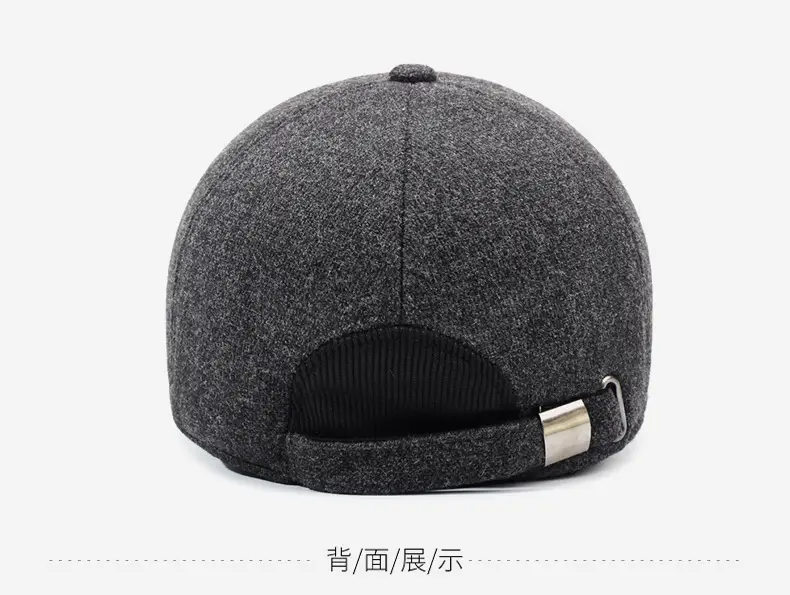 Men Woolen Winter Cap Ear Protection Warm Grey — feature 11