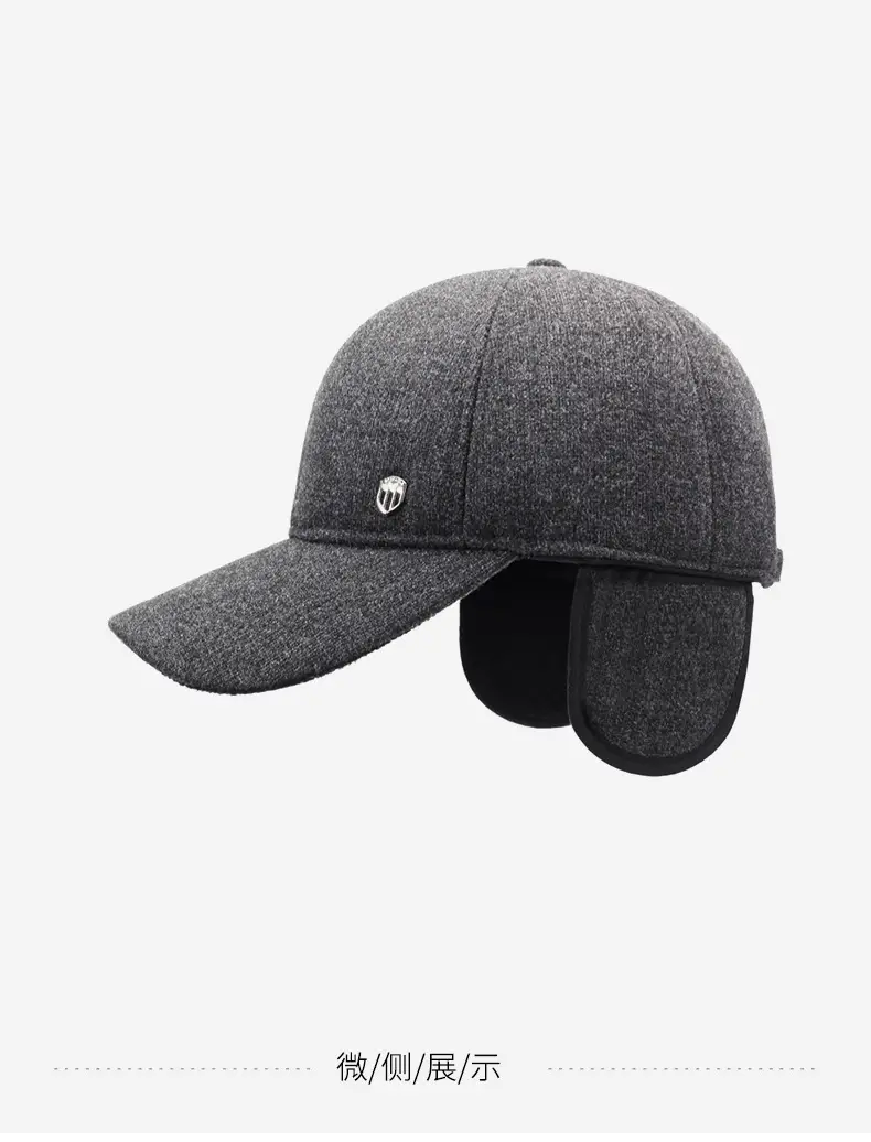 Men Woolen Winter Cap Ear Protection Warm Grey — feature 14