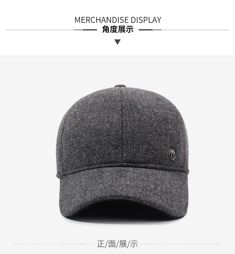 Men Woolen Winter Cap Ear Protection Warm Grey — feature 8