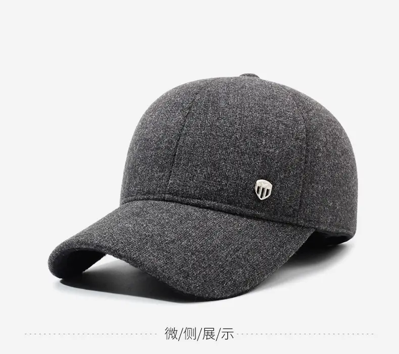 Men Woolen Winter Cap Ear Protection Warm Grey — feature 9