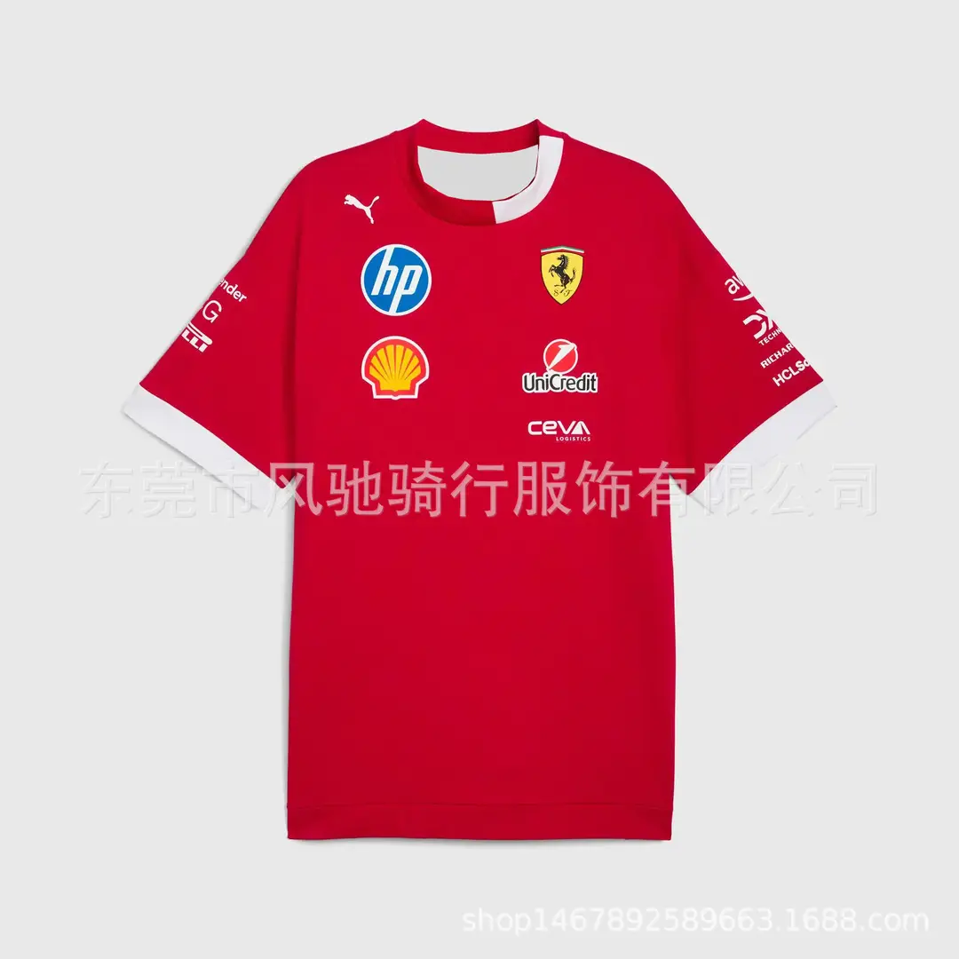Cross-Border 25 Thin Style F1 Racing Suit Can Add Logo, Same Style as Ferrari Team Drivers, Special Short-Sleeved Cycling Jersey — feature 16