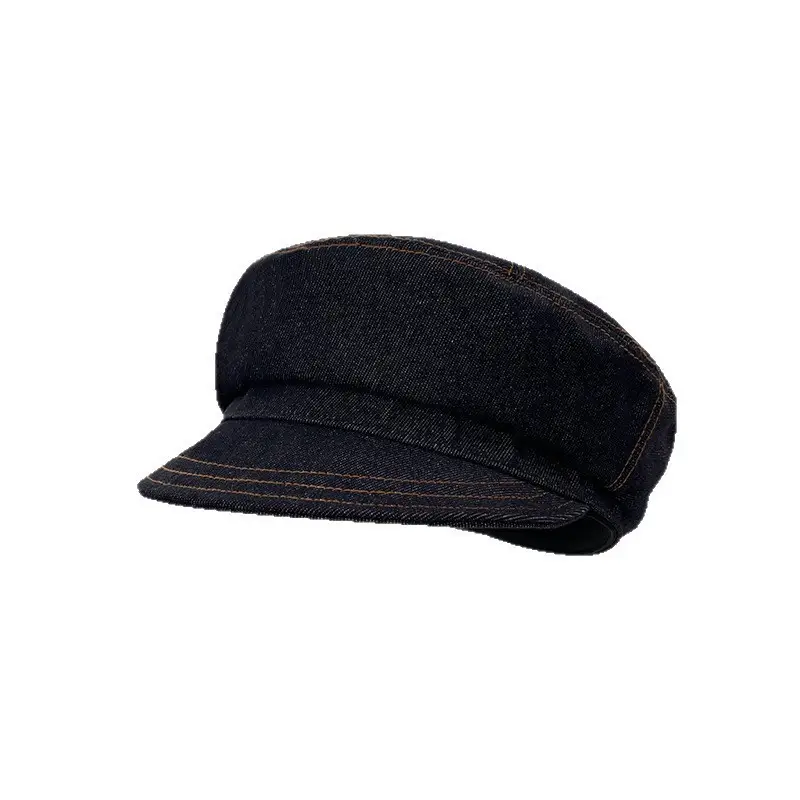 Navy Washed Denim Peaked Cap for Girls Autumn Winter