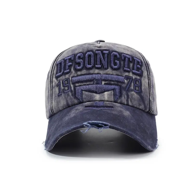 Men Washed Distressed Sun Hat with Embroidered Design - Image 10