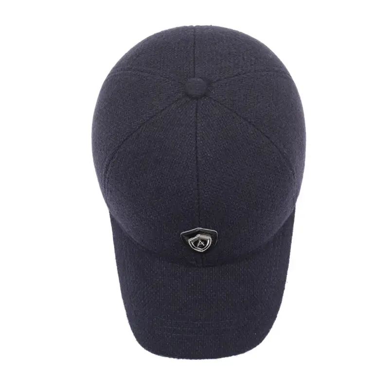 Middle-Aged Black Velvet Peaked Cap with Ear Protection - Image 5
