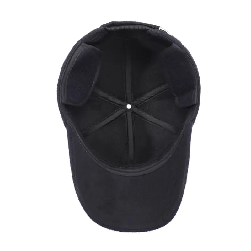 Middle-Aged Black Velvet Peaked Cap with Ear Protection - Image 6