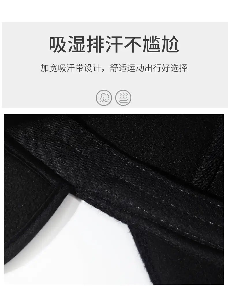 Middle-Aged Black Velvet Peaked Cap with Ear Protection — feature 3