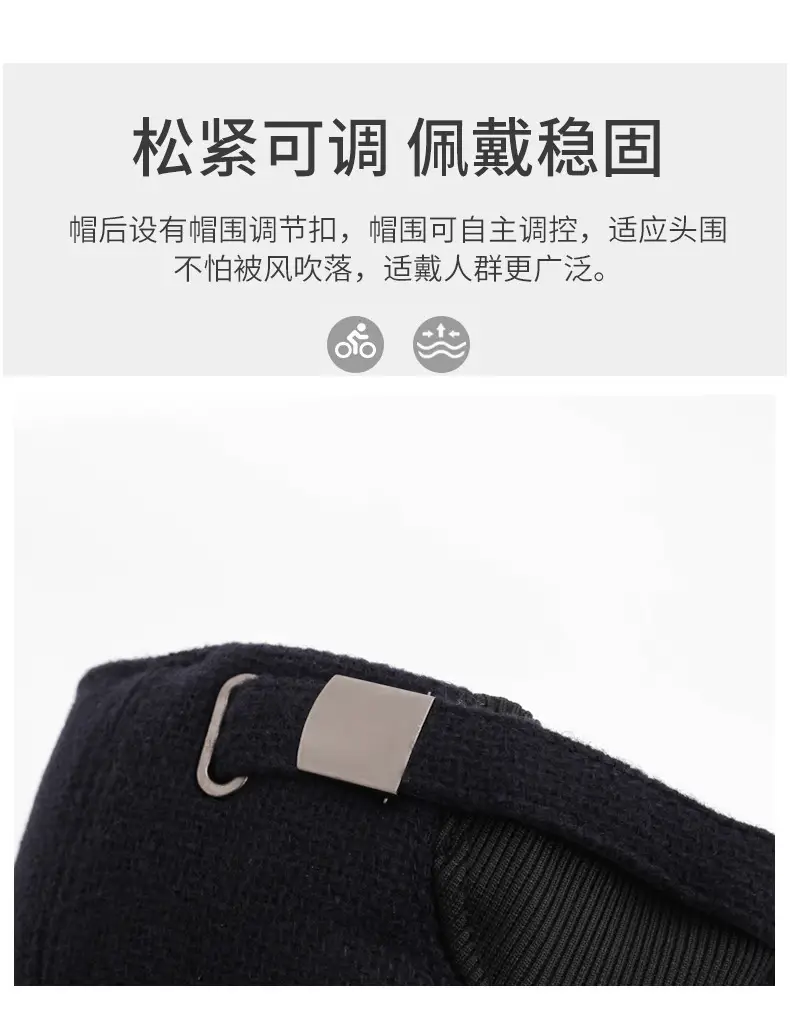 Middle-Aged Black Velvet Peaked Cap with Ear Protection — feature 4