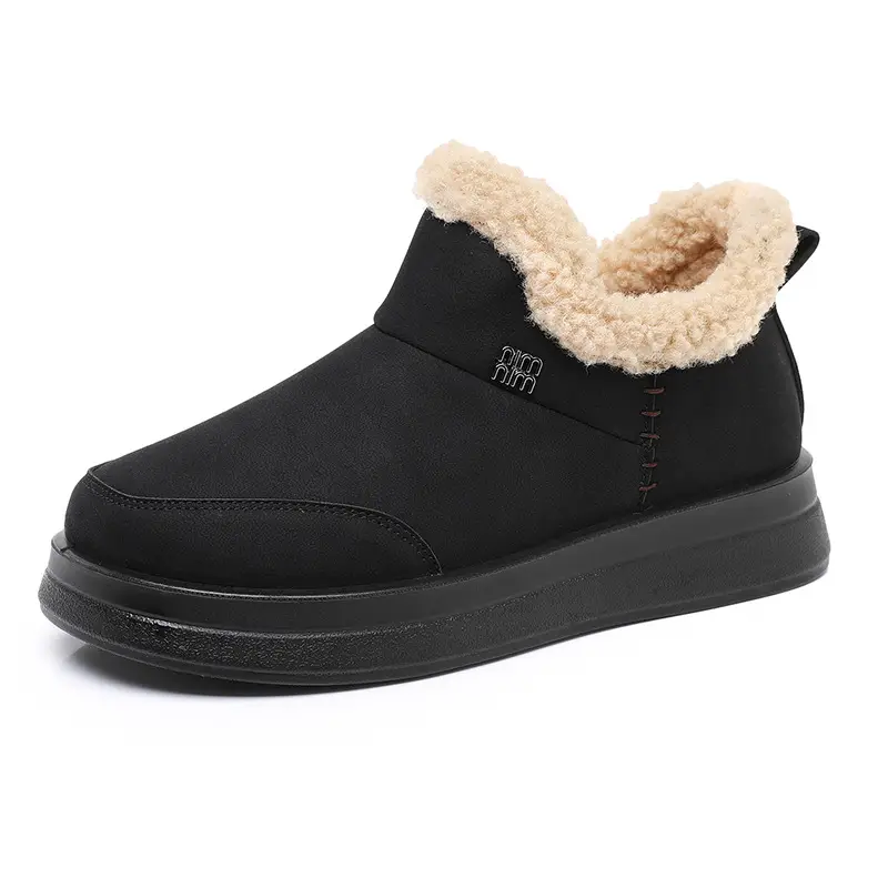 Winter New Style Velvet Thickened Snow Boots, Warm Casual Shoes, Thick-Soled Lightweight Mom Shoes, Non-Slip, Wear-Resistant and Height-Increasing Shoes