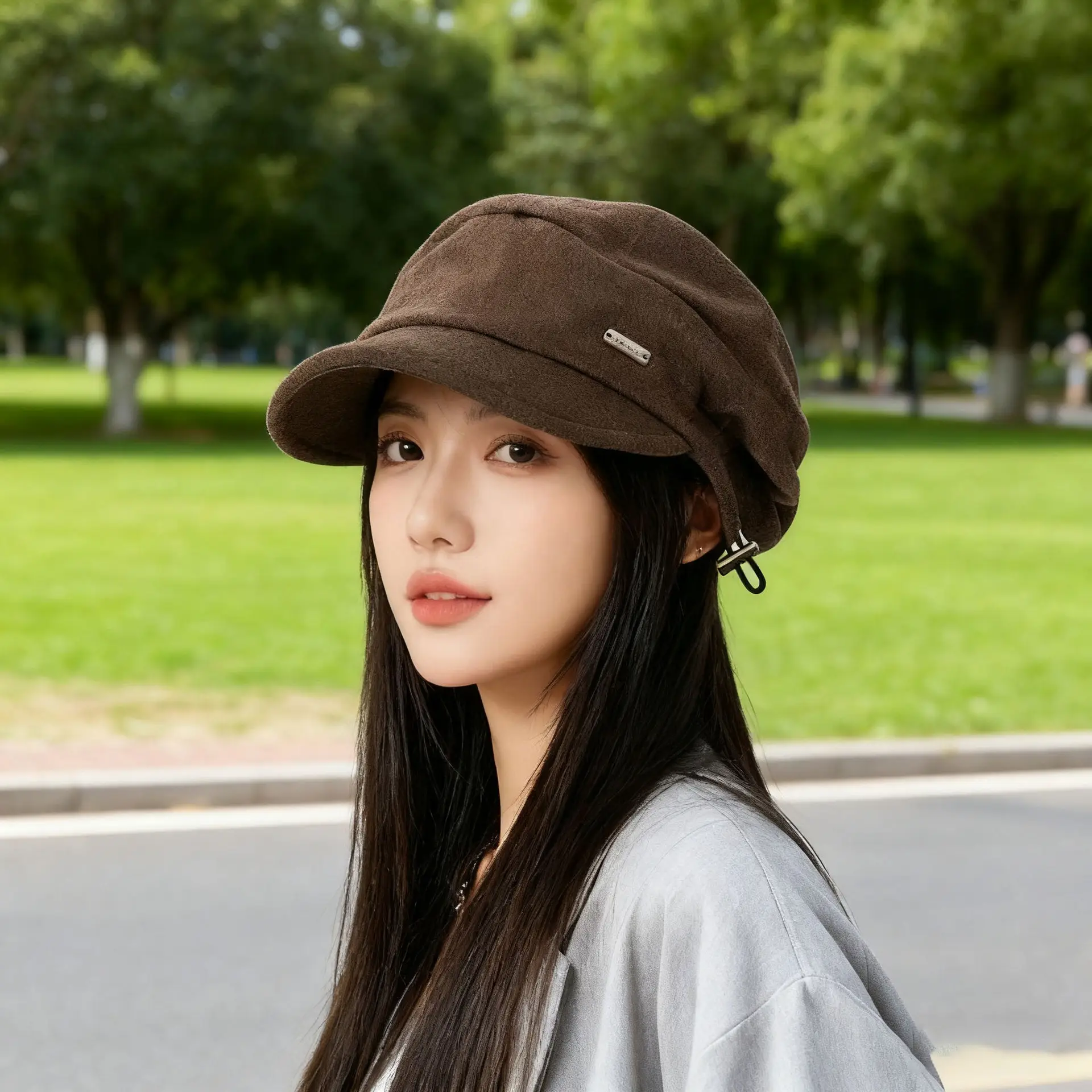 Women Woolen Beret Cap Black Winter Autumn - Image 4