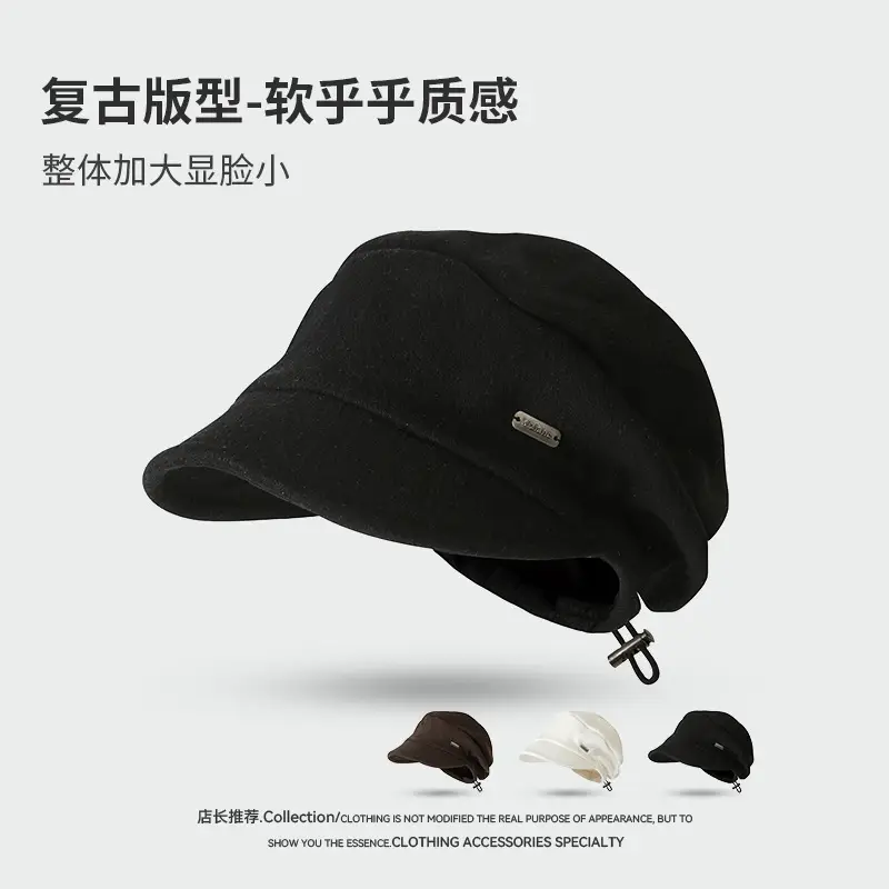 Women Woolen Beret Cap Black Winter Autumn - Image 5