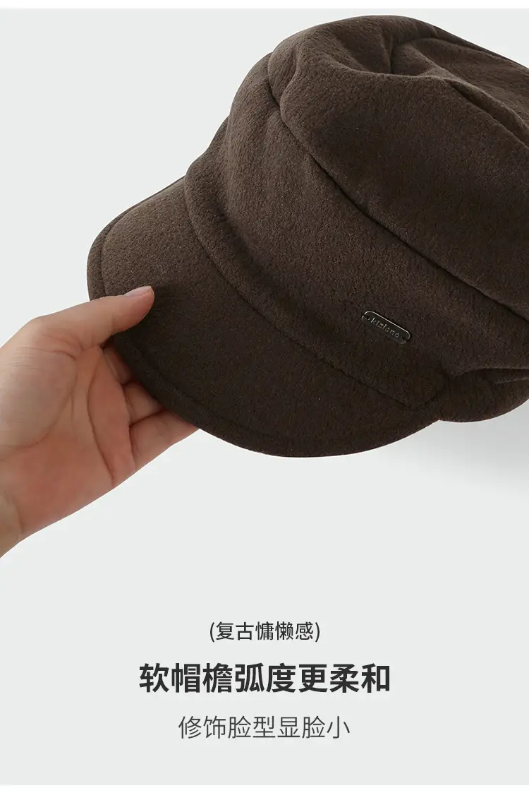 Women Woolen Beret Cap Black Winter Autumn — feature 5