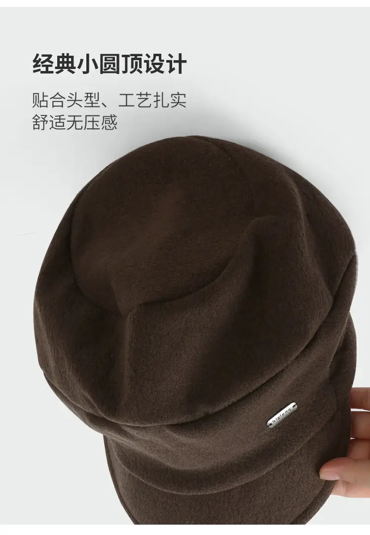 Women Woolen Beret Cap Black Winter Autumn — feature 6