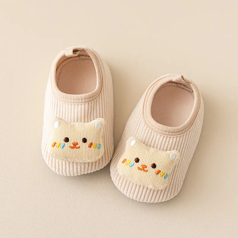 Baby Bear Embroidered Warm Slip-On Shoes for Kids