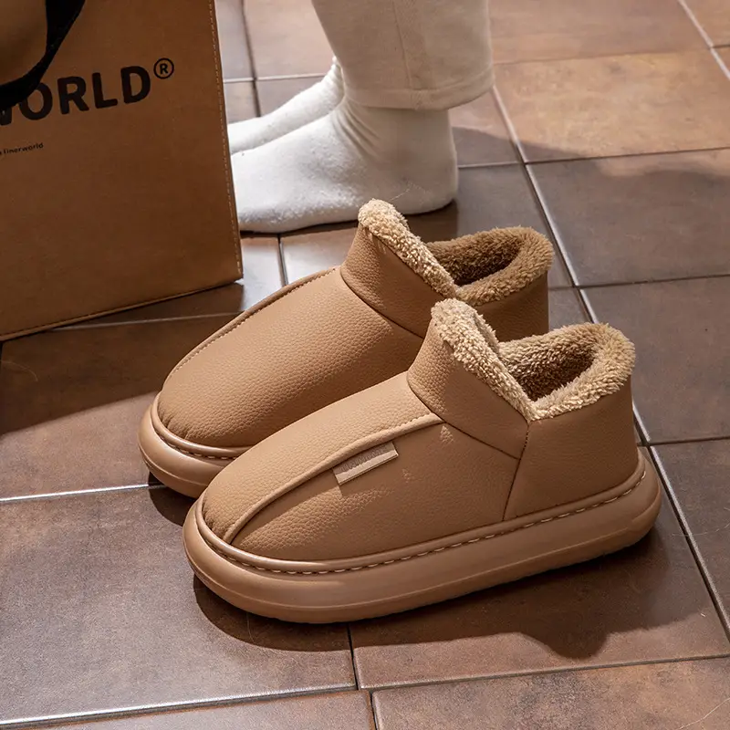 Men's Winter Fleece Slippers Brown 2025