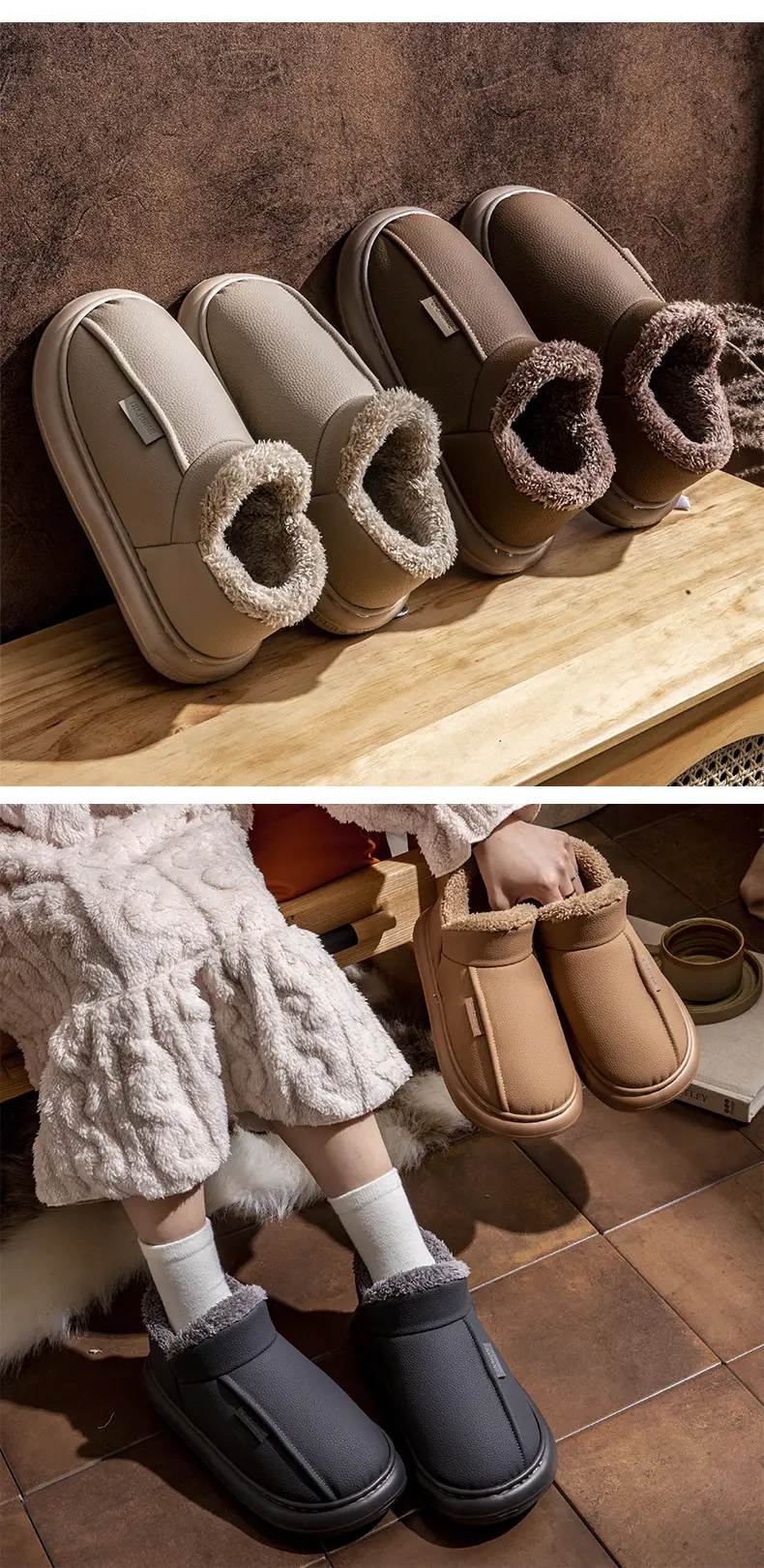 Men's Winter Fleece Slippers Brown 2025 — feature 9