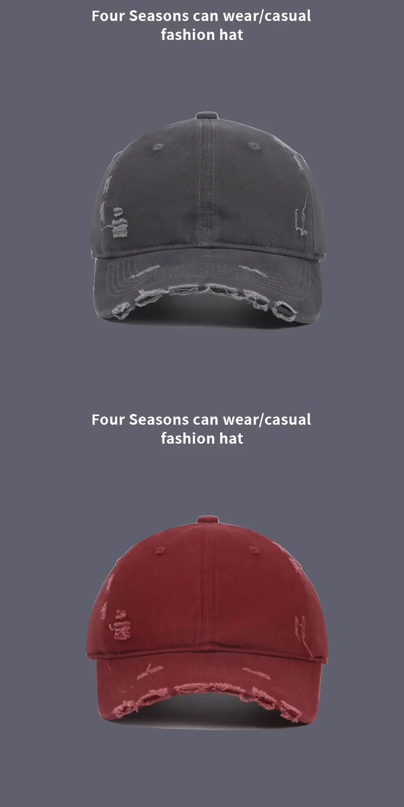 Distressed Baseball Cap for Women Autumn Sunshade Washed Soft Top — feature 11