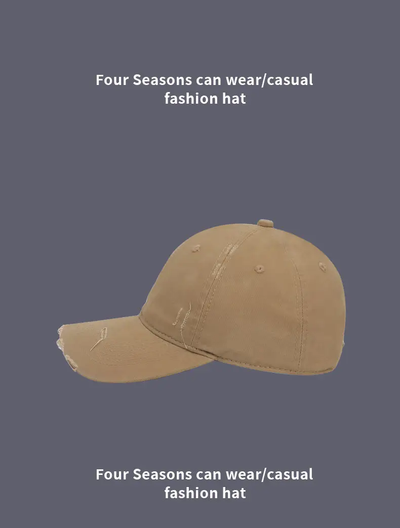 Distressed Baseball Cap for Women Autumn Sunshade Washed Soft Top — feature 14