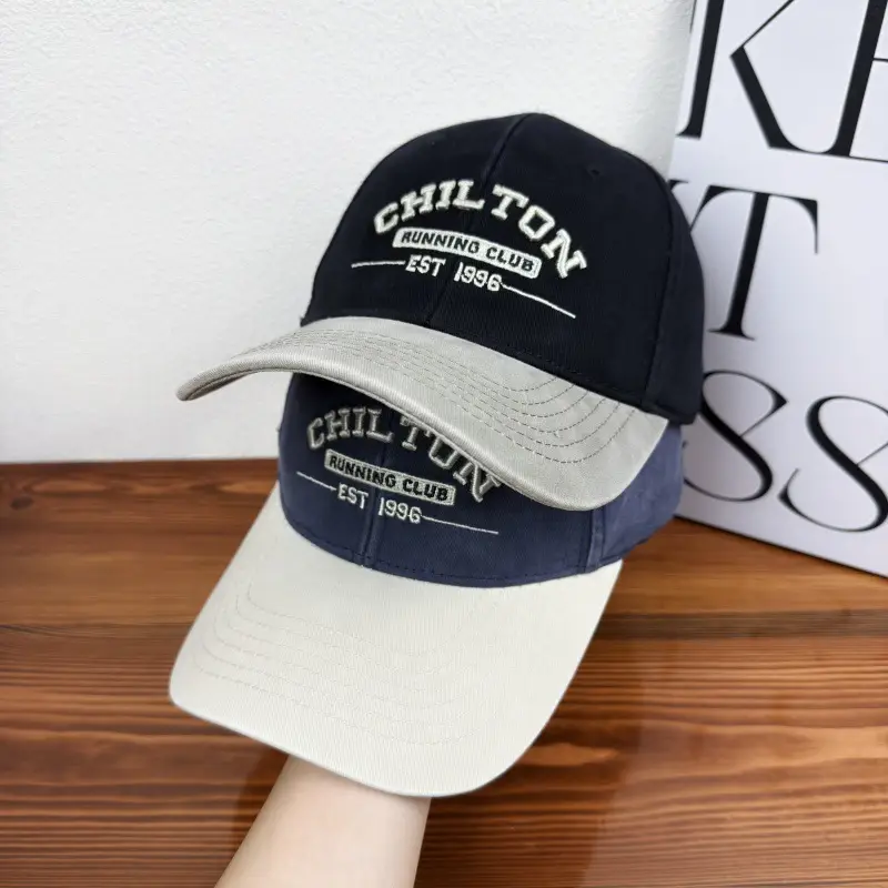 Women Retro Baseball Cap Blue White Wide Brim Duckbill — feature 3