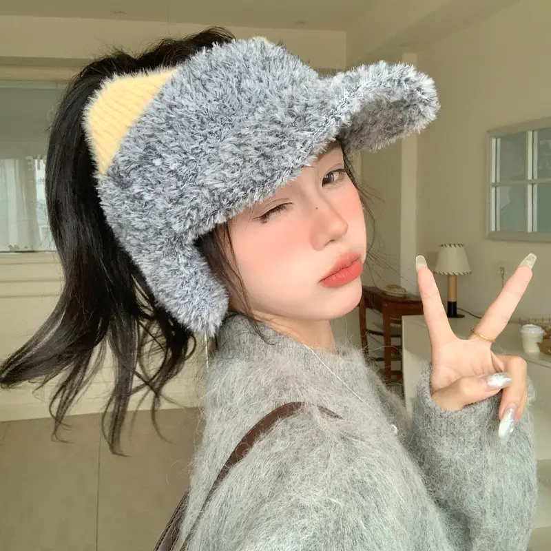 Pink Plush Cat Ears Hat for Women Winter Windproof - Image 8