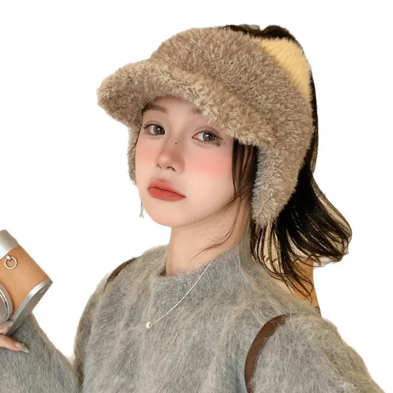 Pink Plush Cat Ears Hat for Women Winter Windproof - Image 11