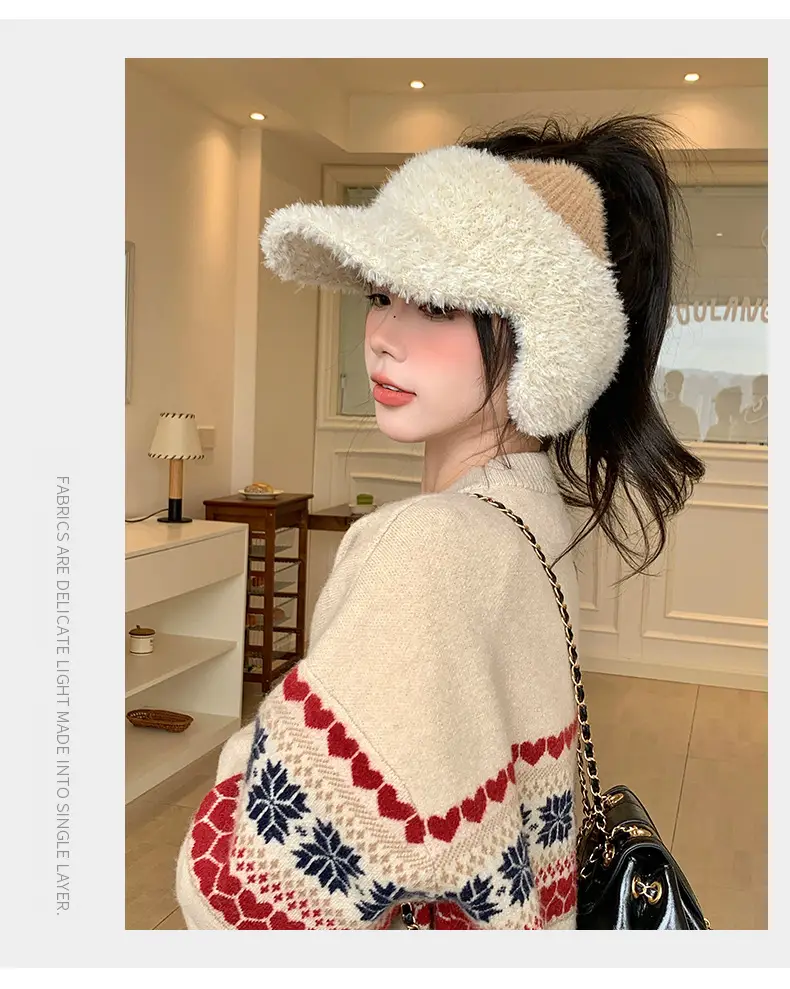 Pink Plush Cat Ears Hat for Women Winter Windproof — feature 10