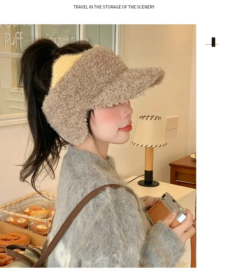 Pink Plush Cat Ears Hat for Women Winter Windproof — feature 12