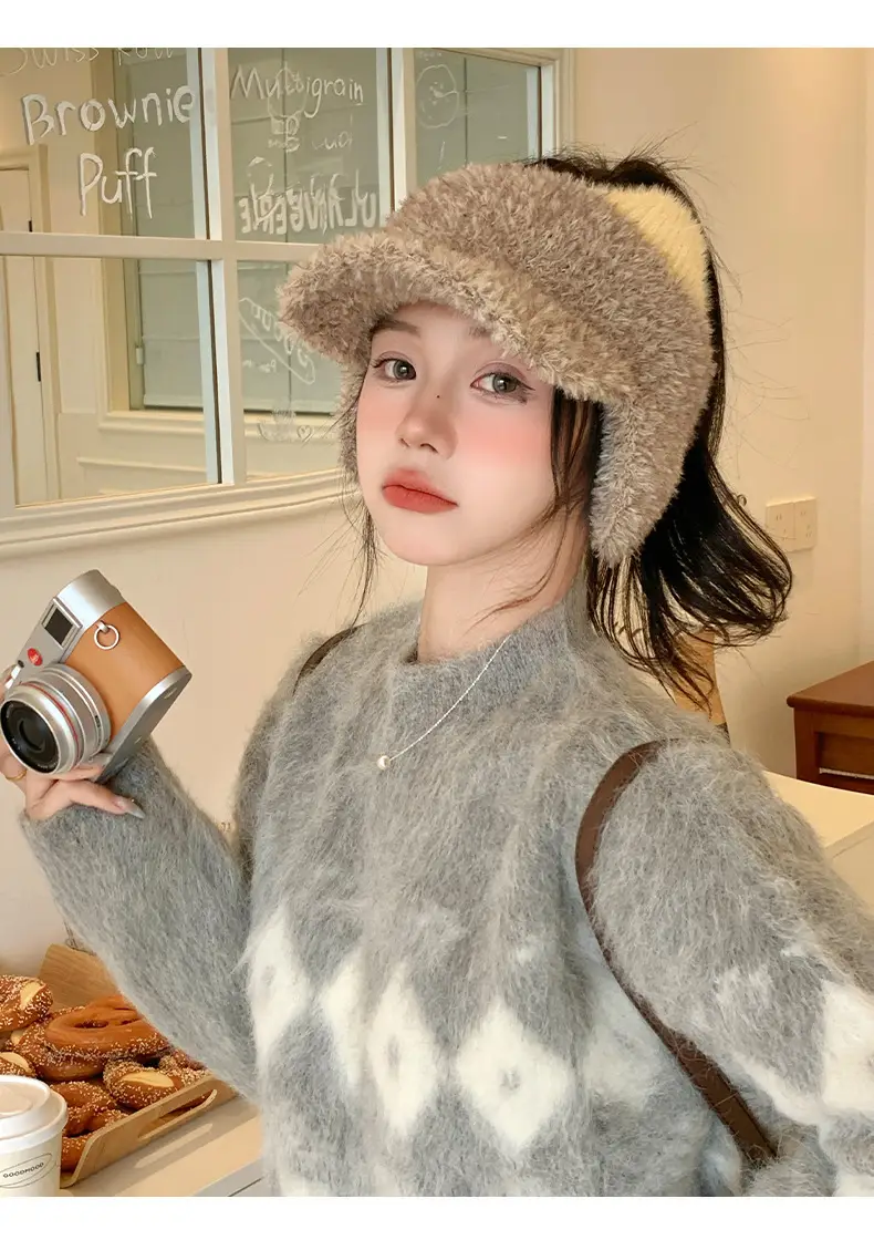 Pink Plush Cat Ears Hat for Women Winter Windproof — feature 13