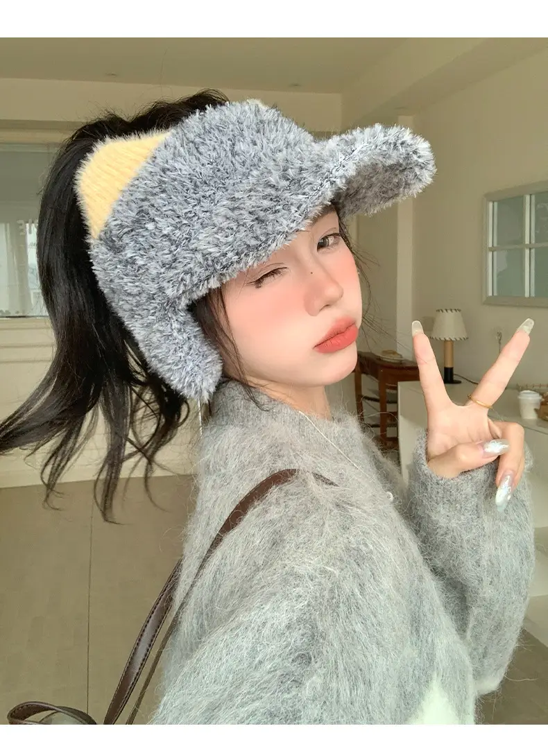 Pink Plush Cat Ears Hat for Women Winter Windproof — feature 15
