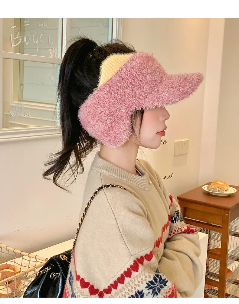 Pink Plush Cat Ears Hat for Women Winter Windproof — feature 20