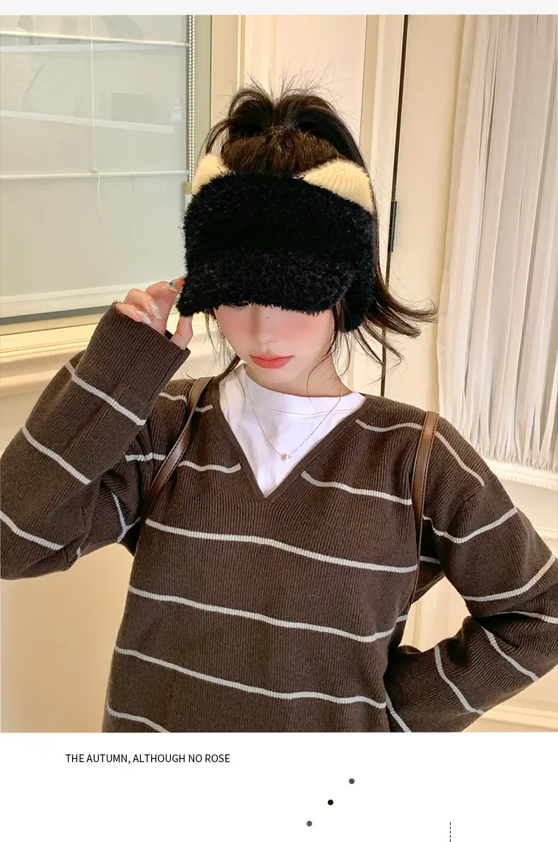 Pink Plush Cat Ears Hat for Women Winter Windproof — feature 6