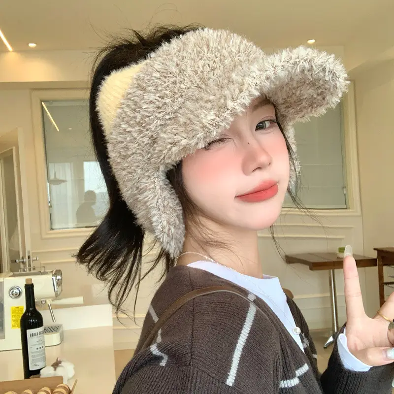 Pink Plush Cat Ears Hat for Women Winter Windproof - Image 2