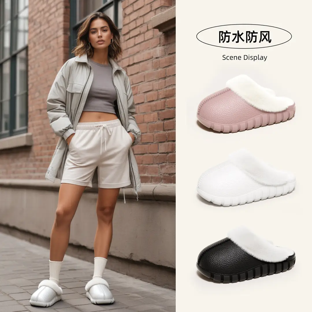 Men's Cotton Slippers with Thick Soles and Closed Toe, Women's Style, Plush Slippers for Warmth, Suitable for Home Use in Autumn and Winter, New Indoor Version with Added Fleece - Image 8