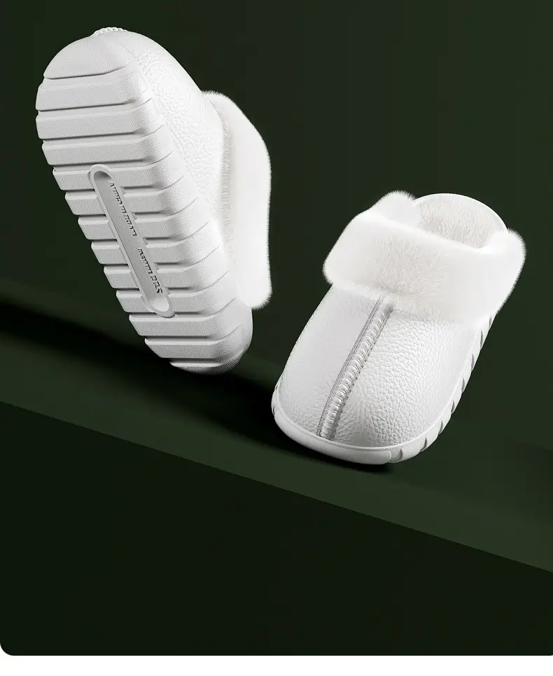 Men's Cotton Slippers with Thick Soles and Closed Toe, Women's Style, Plush Slippers for Warmth, Suitable for Home Use in Autumn and Winter, New Indoor Version with Added Fleece — feature 5