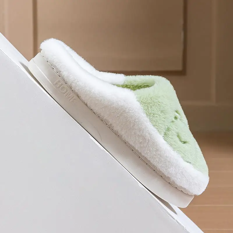Green Cotton Slippers for Men Women Winter Non-Slip - Image 4