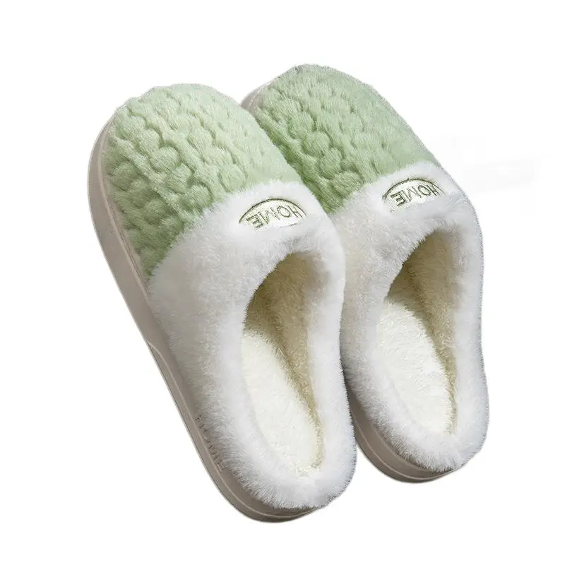 Green Cotton Slippers for Men Women Winter Non-Slip - Image 6