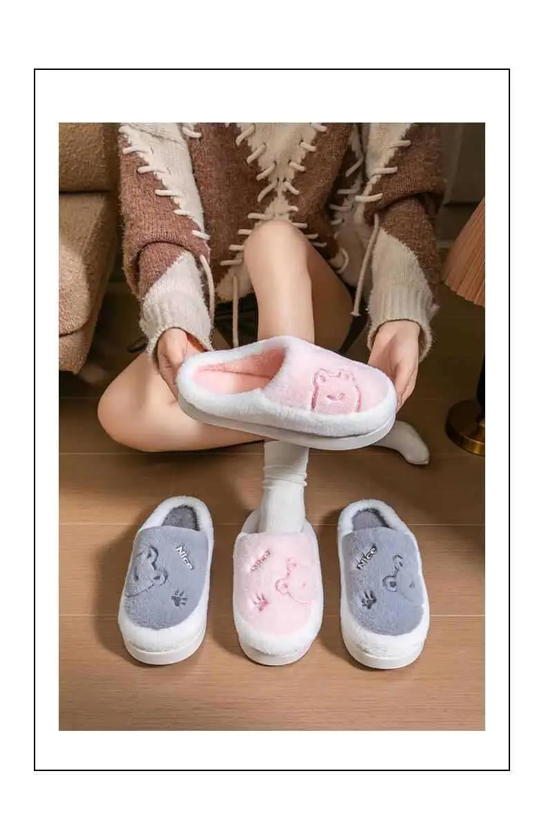 Green Cotton Slippers for Men Women Winter Non-Slip — feature 9