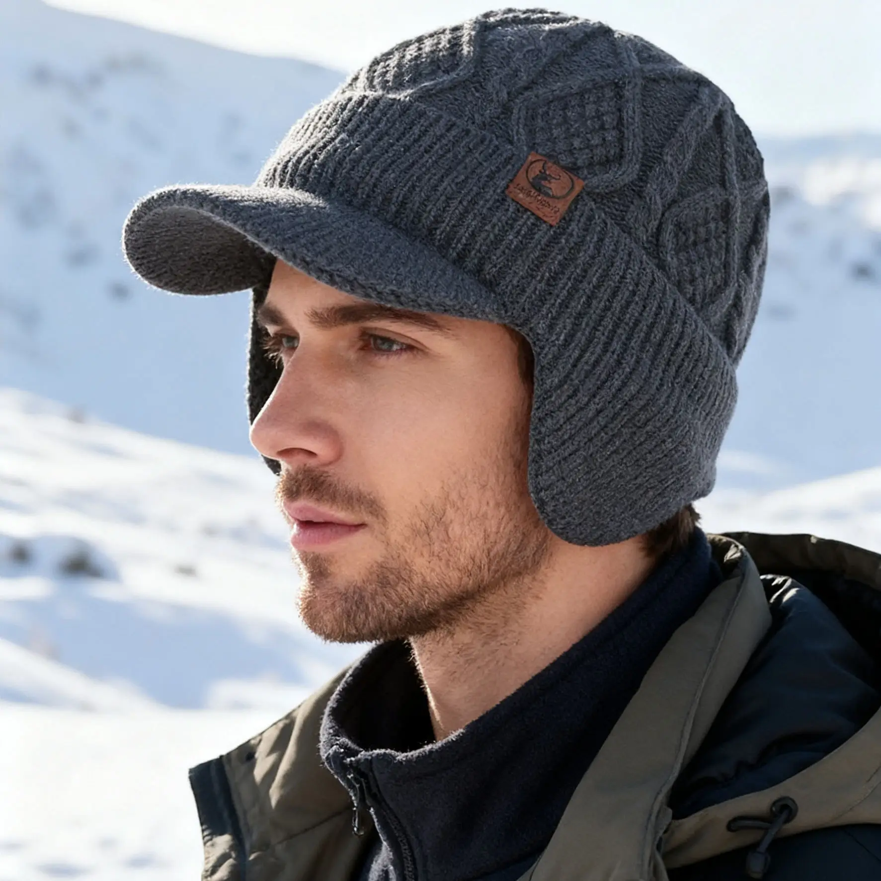 Winter Knit Ear Hat for Men Women Thick Warm Duckbill - Image 5