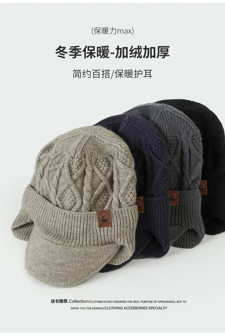 Winter Knit Ear Hat for Men Women Thick Warm Duckbill — feature 6