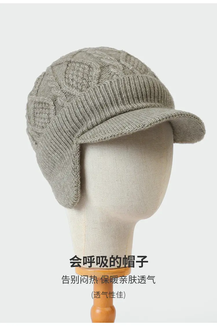 Winter Knit Ear Hat for Men Women Thick Warm Duckbill — feature 7