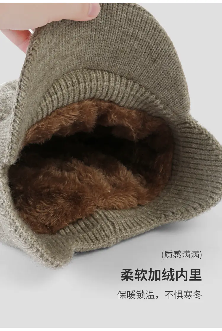 Winter Knit Ear Hat for Men Women Thick Warm Duckbill — feature 8