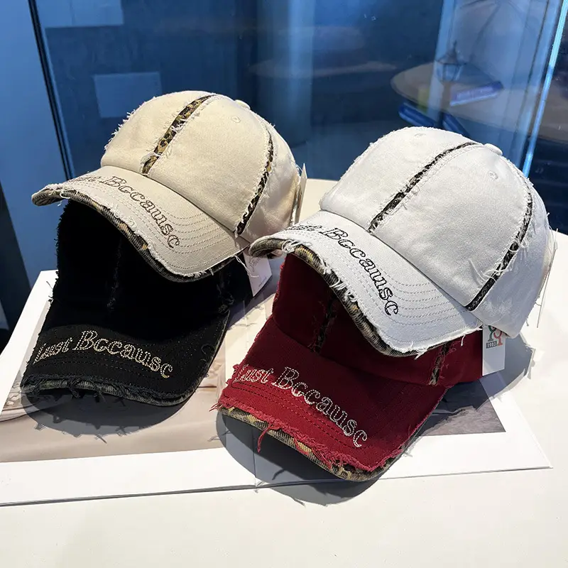 Brown Distressed Baseball Cap for Women Men Summer Fashion