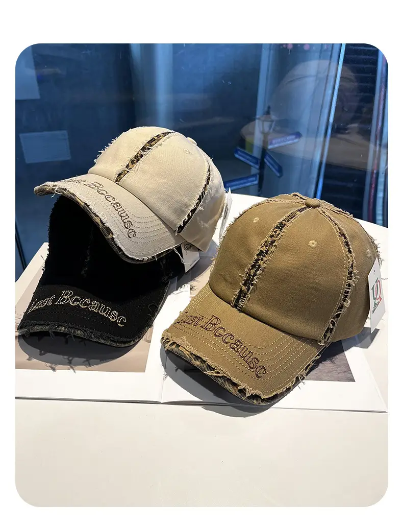 Brown Distressed Baseball Cap for Women Men Summer Fashion — feature 4