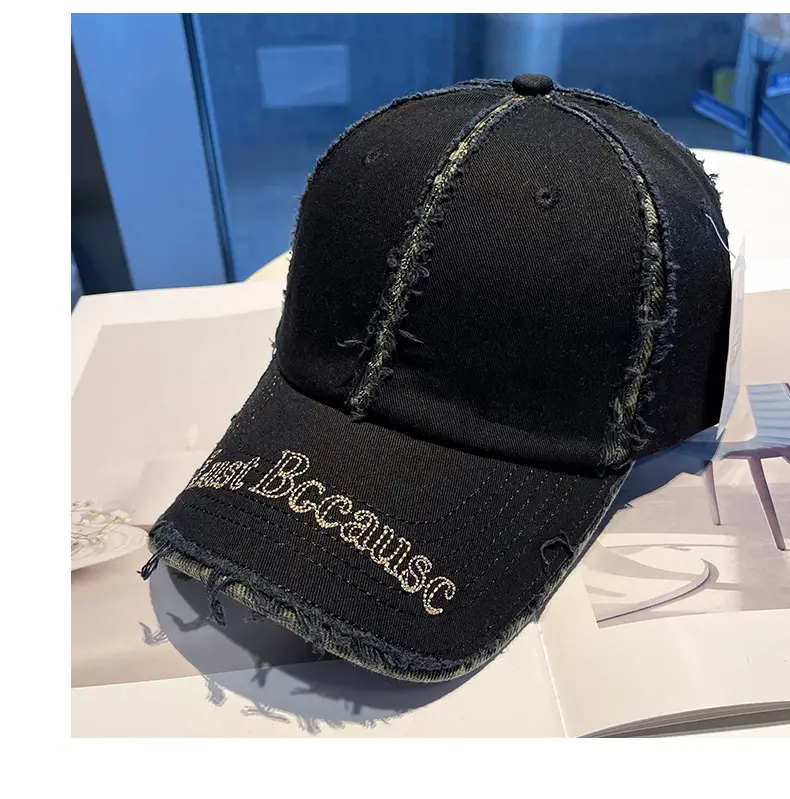 Brown Distressed Baseball Cap for Women Men Summer Fashion — feature 8