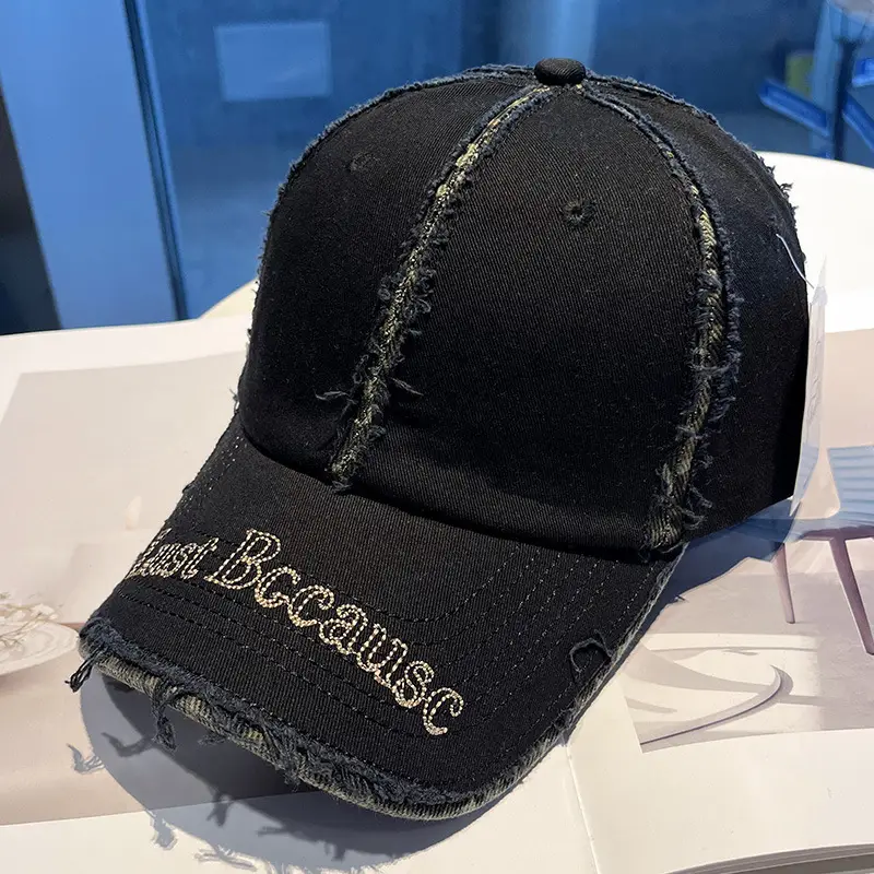 Brown Distressed Baseball Cap for Women Men Summer Fashion